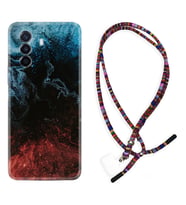 Huawei Nova Y70 Y90 Nova 9 SE  Kılıf Boyun Asklı Rasta Silikon Red Blue Black Abstact 1386