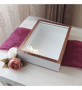 25X35 BEYAZ-ROSEGOLD LEDLİ DERİN ANI ÇERÇEVESİ- NİŞAN SÖZ GÜLLERİNİZ İÇİN ÇERÇEVELER