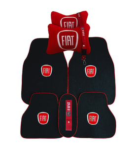Fiat uyumlu Araç Oto Halı Paspas  Fiat Araç Seyahat Boyun Yastığı & Fiat Oto Aksesuar (Siyah-Kırmızı)