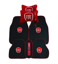 Fiat uyumlu Araç Oto Halı Paspas  Fiat Araç Seyahat Boyun Yastığı & Fiat Oto Aksesuar (Siyah-Kırmızı)