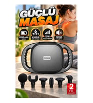 2000 mAh Şarjlı Masaj Tabancası 6 Başlıklı 15W Güçlü Masaj Cihazı