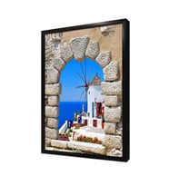 Santorini Adası Çerçeveli Mdf Tablo