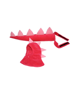 Dinozor Kostüm Set Fuşya  Dinozor Kuyruk Başlık Set Fuşya