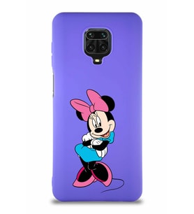 Xiaomi Redmi Note 9S Soft Premier Kapak Minnie Mouse-D Tasarımlı Silikon Kılıf - Mor (Şeffaf)