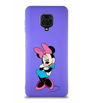 Xiaomi Redmi Note 9S Soft Premier Kapak Minnie Mouse-D Tasarımlı Silikon Kılıf - Mor (Şeffaf)