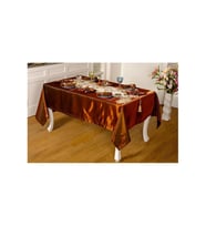 Mina Kadife Kumaş Krem Kahve Sofra Tk. 8 Kşl. 160x230 Cm 26 Prç. - 1232 (Standart)