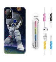 Omix X300 X500 X400 X600 X700 Kılıf Kablo Koruma Spiral Silikon Astronot ve Dünya 1759