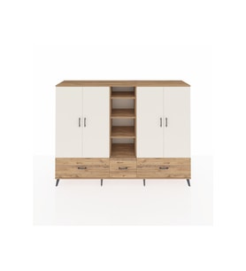 Hyperion Dolap 12 Raflı 3 Çekmeceli 4 Kapaklı 220x44x163 Çam-Aytaşı/Çam