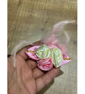 8X6 CM PEMBE KABARTMA GÜL ÇİÇEK TOKA BROŞ TÜRBAN İĞNESİ YAKA İĞNESİ