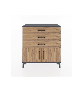 Arges Şifonyer Tek Raflı 3 Çekmeceli 2 Kapaklı 88x30x96 Antrasit-Çam