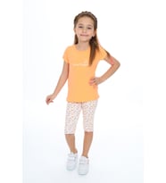 Toontoy Kız Çocuk Nakışlı Kaprili Takım (Oranj)