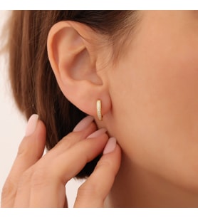 925 Ayar Gümüş Taşlı Halka Küpe Çap:13 mm- ES00145 (Altın)