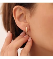925 Ayar Gümüş Taşlı Halka Küpe Çap:13 mm- ES00145 (Altın)