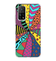 PrintiFy Xiaomi Mi 10T Pro ile Uyumlu 1mm Slim Fit Retro Colors 4 Baskılı Şeffaf  Kılıf