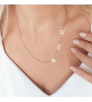 Vaoov 925 Ayar Gümüş İki Harfli Sonsuzluk Kolye (Gold)