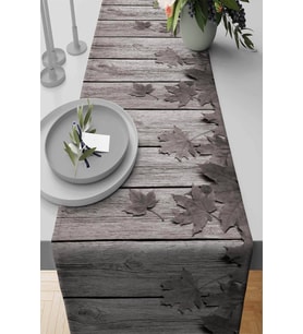 Gri Çınar 3D Desenli Premium Masa Örtüsü Runner RNR140