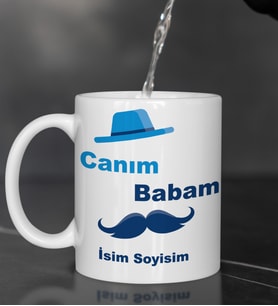 Kişiye Özel Canım Babam Tasarımlı İsim Ve Soy isimli Kupa Bardak