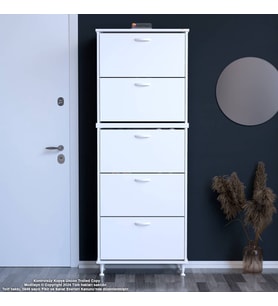 Modilayn VARBİ UMAY' 2 Li Antre Hol 72x205 x26 cm’ lik 5 Düşer Kapak 10 Göz Raflı Ayakkabılık