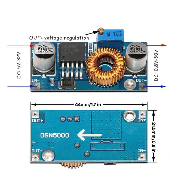 Step-Down Güç Modülü 5A XL4005 4015 DC-DC Çıkış Ayarlanabilir