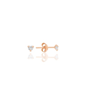 Gümüş zirkon taşlı, rose, kalp kesim 3 mm tektaş küpe SGTL12738ROSE