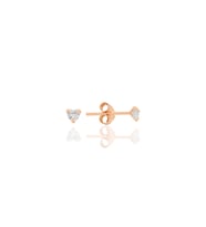 Gümüş zirkon taşlı, rose, kalp kesim 3 mm tektaş küpe SGTL12738ROSE