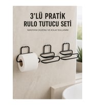 3’lü Yapışkanlı Tuvalet Kağıdı Tutucu Seti Siyah