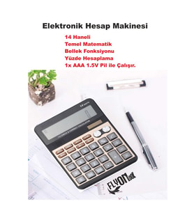 Elektronik Hesap Makinesi 14 Haneli Temel Matematik Bellek Fonksiyonu Yüzde Hesaplama Güneş Enerji