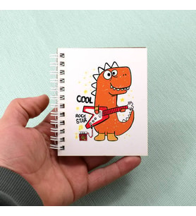 Gitarcı Dinozor Motto Tasarım Not Defteri