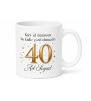 İsimli Kupa 40 Yaş Doğum Günü Baskılı Hediye Bardak Özel Tasarım