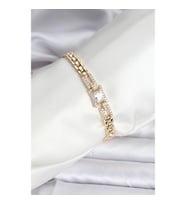 Mey İthalat® 14K Gold Renk Kaplama Zirkon Kare Taşlı CM Kadın Bileklik