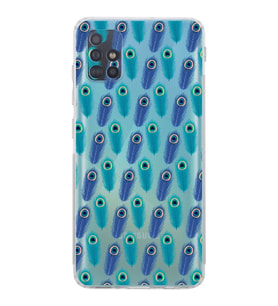 PrintiFy Samsung Galaxy A51 ile Uyumlu Nazar Boncuğu 4 Baskılı Kamera Korumalı Şeffaf Silikon Kılıf
