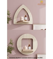 Ahşap Dekoratif Duvar Rafı 2 Li Set ( Mts-376 ) (Mermer)