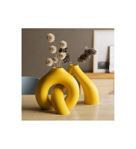 Alvera Interlocking Vazo – 3D Baskı Iç Içe Geçen Dekoratif Vazo-Sarı