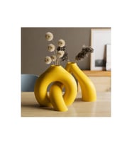 Alvera Interlocking Vazo – 3D Baskı Iç Içe Geçen Dekoratif Vazo-Sarı