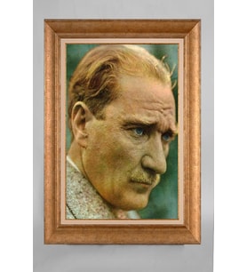 Çerçeveli Paspartulu Atatürk Tablo a130 (Gold)