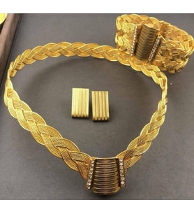 22 AYAR ALTINKAPLAMA KADIN GOLD ÖZEL TASARIM TRABZON ÖRGÜ SET GERDANLIK KELEPÇE KÜPE