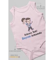 Sıkıntı Yok! Dayım Arkamda Baskılı Bebek Zıbını – Çıtçıtlı Body  %100 Pamuk Sıfır Kol (Bebek Pembesi)