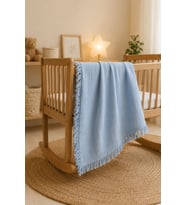 %100 Pamuk 4 Katlı Püsküllü Muslin Bebek Battaniyesi, Çok Amaçlı Muslin Ört