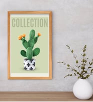 BK Gift  Kaktüs Tasarımlı Dekoratif Retro Ahşap Çerçeveli Tablo-7