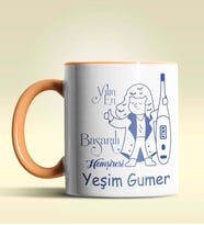 Kişiye Özel Yılın En Başarılı Hemşiresi (Bayan) Tema Turuncu Kupa (Turuncu)