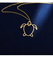 Kişiye Özel 925 Ayar Gümüş Kaplumbağa Kolye (Gold)