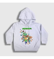 Presmono Unisex Çocuk Beyaz All Minecraft Kapüşonlu Sweatshirt 28844tt (Beyaz)