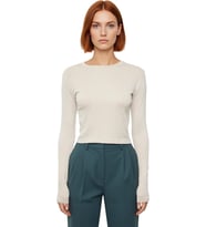 Kadın Fitted Viskoza Elastan Karışımlı Bluz Pembe Bisiklet Yaka Crop Kesim Uzun Kollu Tüm Sezonlar