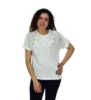 Kadın Yarım Kol Sıfıryaka Taşlı Likralı Tişöt  BGL-ST04655 (Ekru)