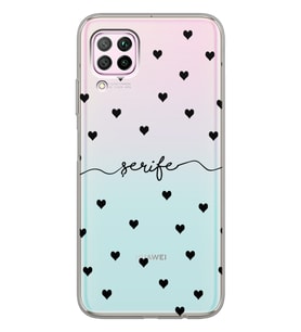 Huawei Siyah Kalpler Tasarımlı Şeffaf Telefon Kılıfı