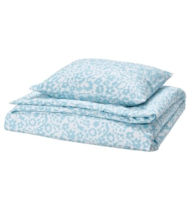 IKEA CYMBALBLOMMA beyaz-mavi 150x200/50x60 cm tek kişilik nevresim seti