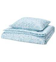 IKEA CYMBALBLOMMA beyaz-mavi 150x200/50x60 cm tek kişilik nevresim seti