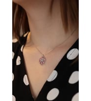 925 Gümüş  Pembe Taşlı Dönence Kolye