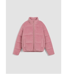 LCW Kids Pembe Dik Yaka Kadife Kız Çocuk Şişme Mont