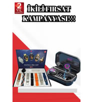 Mey İthalat® 2025 Model Çok Kordonlu Akıllı Saat Bluetooth Kulaklık El Fenerli